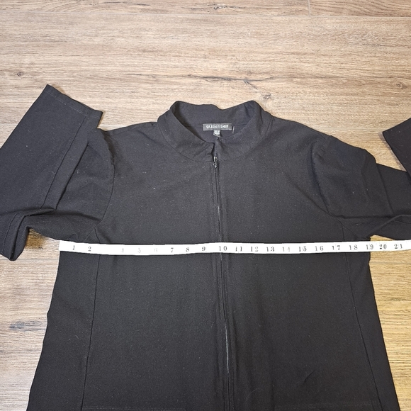 Eileen Fisher Womens Crepe Jacket Sz M Black Full Zip Stretch - Picture 10 of 13